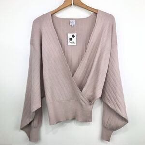 Cozy Co. by Cozy Casual Soft Mauve Wrap Front V Neck Sweater- New With Tags